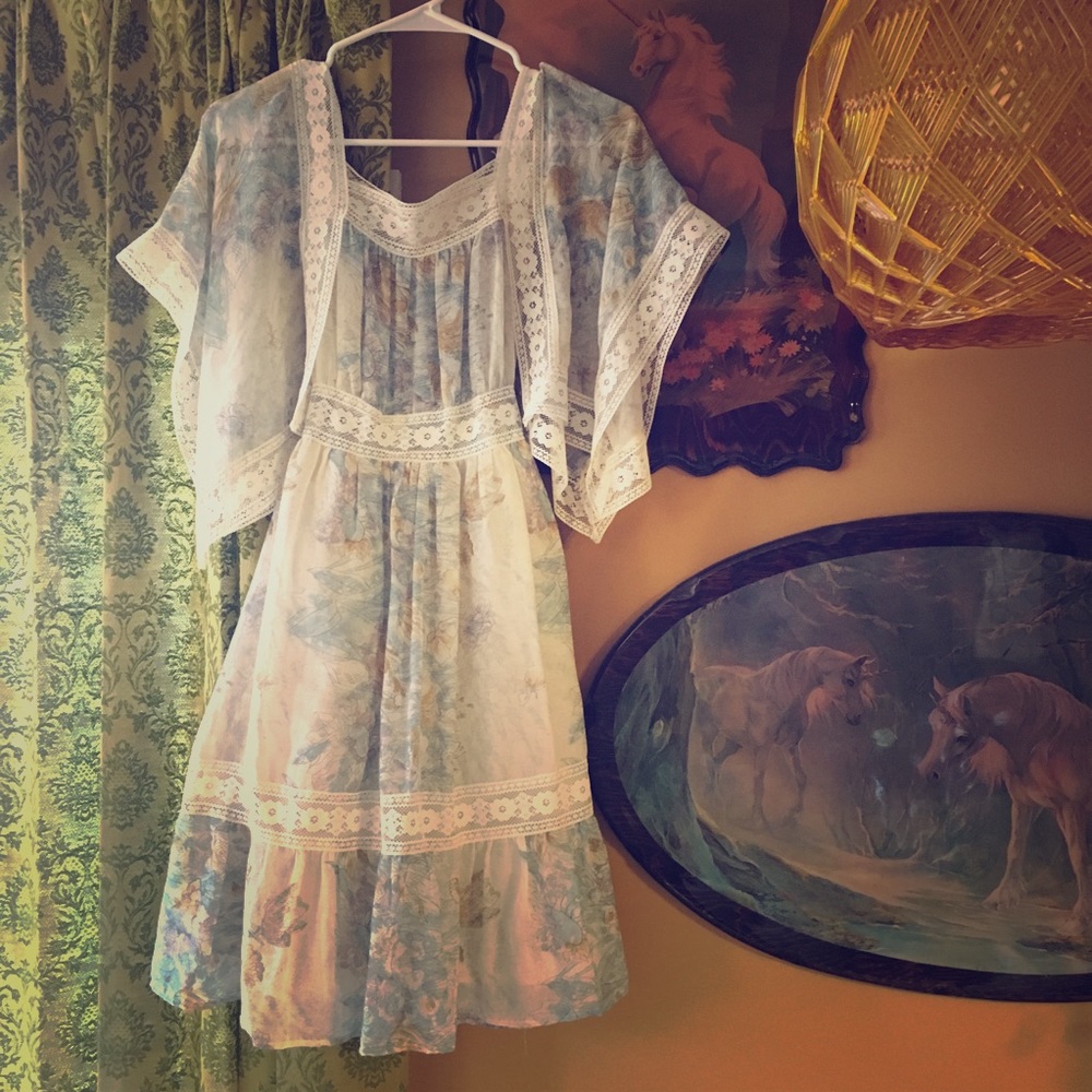 Gunne sax style 70s cotton dress